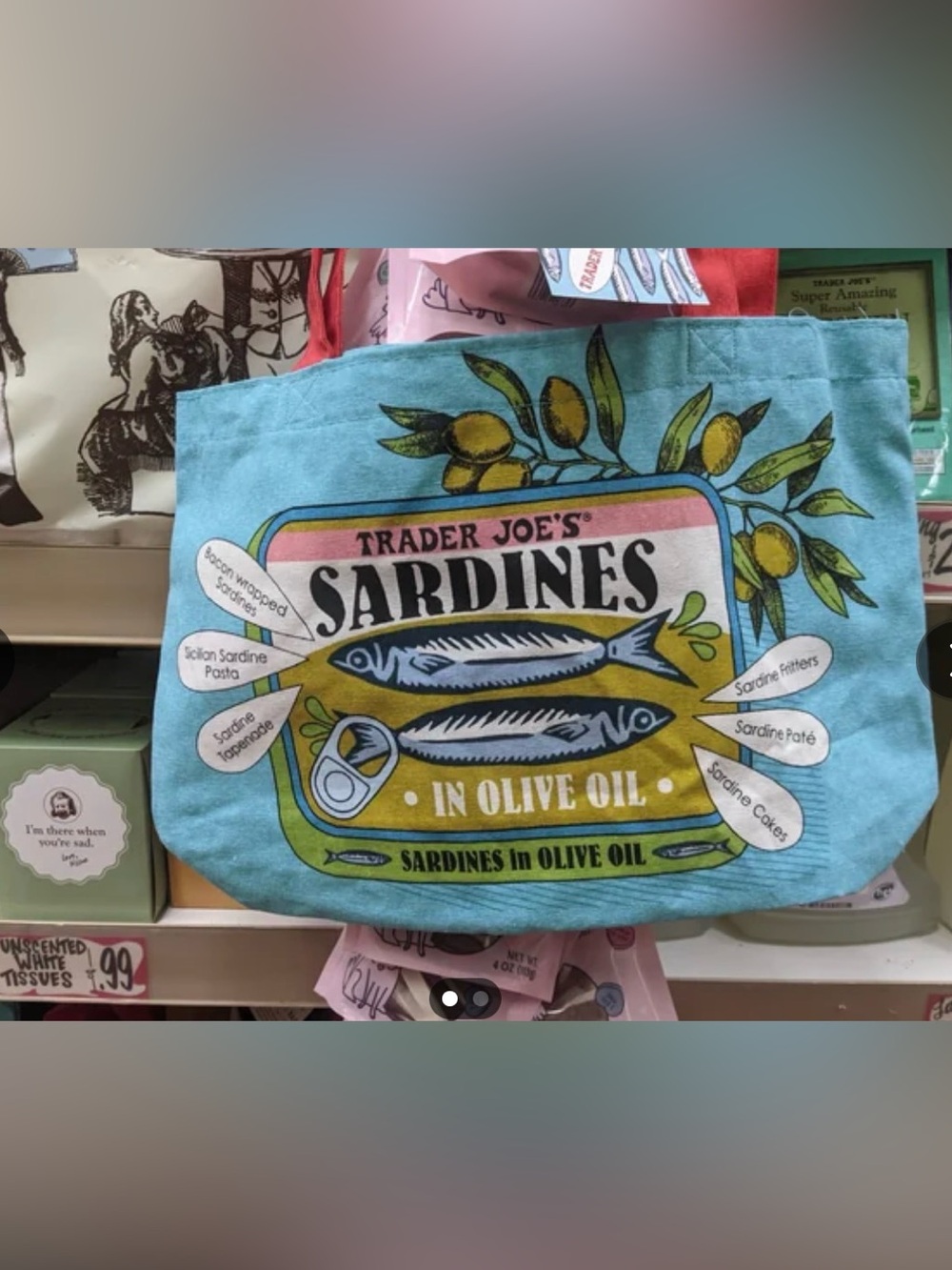 Trader Joe’s Blue Sardines Canvas Tote Bag